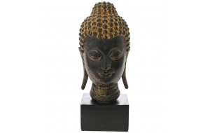 Μαύρο διακοσμητικό κεφάλι Βούδα από πολυρεζίνη 16x15x34 εκ