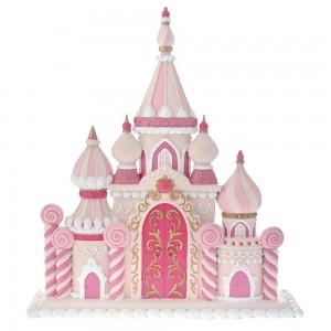 Διακοσμητικό κάστρο με γλυκά σε ροζ αποχρώσεις από πολυρεζίνη 60x17x66 εκ