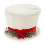 Χριστουγεννιάτικο διακοσμητικό καπέλο σε λευκό χρώμα με κόκκινη κορδέλα 17x20 εκ