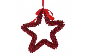 Χριστουγεννιάτικο κρεμαστό αστέρι σε κόκκινο χρώμα 32 εκ
