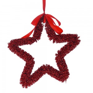 Χριστουγεννιάτικο κρεμαστό αστέρι σε κόκκινο χρώμα 32 εκ