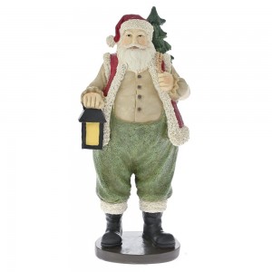 Διακοσμητικός Άγιος Βασίλης που κρατάει φανάρι και δέντρο 10x9x24 εκ
