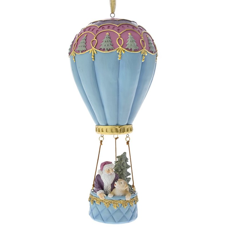 Διακοσμητικό αερόστατο με τον Αϊ Βασίλη από πολυρεζίνη σε μπλε και ροζ χρώμα 15x35 εκ