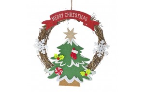 Χριστουγεννιάτικο στολίδι με δέντρο σε πράσινο χρώμα σετ δύο τεμαχίων 22 εκ