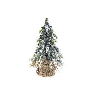 Χριστουγεννιάτικο χιονισμένο δέντρο σε τσουβάλι από λινάτσα 20 εκ