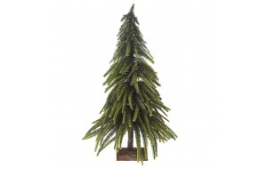 Χριστουγεννιάτικο πράσινο δέντρο full pe σε ξύλινη βάση 40 εκ