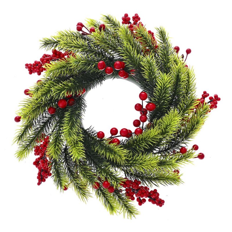 Χριστουγεννιάτικο στεφάνι πράσινο με διακοσμητικά berries 36 εκ