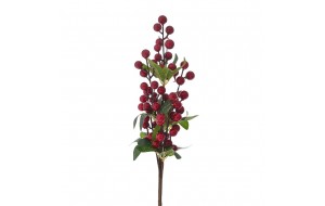 Διακοσμητικό πικ με κόκκινα berries και πράσινα φύλλα σετ των έξι 43 εκ