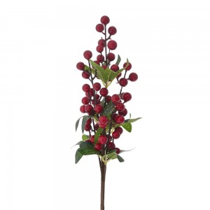 Διακοσμητικό πικ με κόκκινα berries και πράσινα φύλλα σετ των έξι 43 εκ
