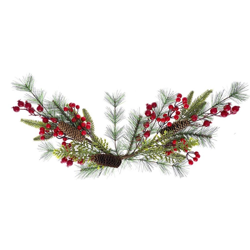 Χριστουγεννιάτικη πράσινη αψίδα διακοσμημένη με κόκκινα berries και κουκουνάρια 63 εκ