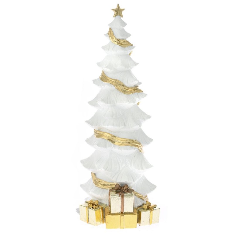Λευκό χρυσό δέντρο χριστουγεννιάτικο από πολυρεζίνη 15x15x40 εκ