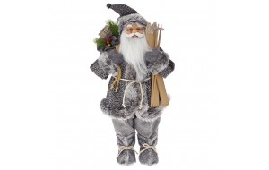 Διακοσμητική φιγούρα Άγιος Βασίλης με γκρι ρούχα 60 εκ