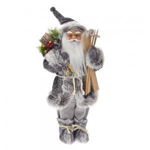 Διακοσμητική φιγούρα Άγιος Βασίλης με γκρι γούνα 30 εκ