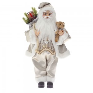 Άγιος Βασίλης διακοσμητική φιγούρα με σαμπανί ρούχα 45 εκ