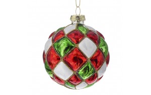 Χριστουγεννιάτικη γυάλινη μπάλα πολύχρωμη σετ έξι τεμαχίων 8 εκ