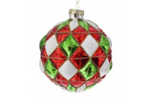 Χριστουγεννιάτικη γυάλινη μπάλα πολύχρωμη σετ τεσσάρων τεμαχίων 10 εκ