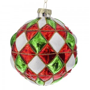 Χριστουγεννιάτικη γυάλινη μπάλα πολύχρωμη σετ τεσσάρων τεμαχίων 10 εκ