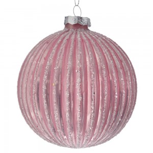 Χριστουγεννιάτικη γυάλινη μπάλα σε ροζ χρώμα σετ τεσσάρων τεμαχίων 10 εκ