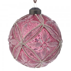 Γυάλινη μπάλα σε ροζ απόχρωση σετ των τεσσάρων 10 εκ