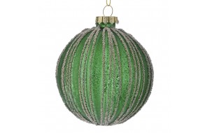 Πράσινη γυάλινη χριστουγεννιάτικη μπάλα σετ των έξι 8 εκ