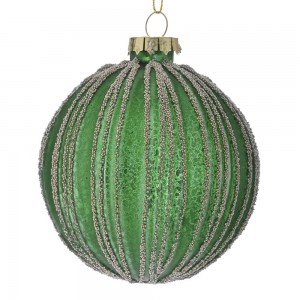 Πράσινη γυάλινη χριστουγεννιάτικη μπάλα σετ των έξι 8 εκ