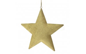 Μεταλλικό αστέρι κρεμαστό στολίδι σε χρυσό χρώμα 20 εκ σετ των δύο