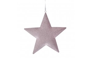 Μεταλλικό κρεμαστό αστέρι στολίδι σε ροζ χρώμα 20 εκ σε σετ των δύο τεμαχίων
