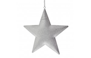 Αστέρι μεταλλικό κρεμαστό στολίδι σε ασημί χρώμα 20 εκ σε σετ των δύο τεμαχίων