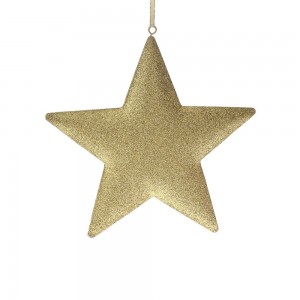 Χριστουγεννιάτικο κρεμαστό αστέρι σε χρυσό χρώμα σετ τεσσάρων τεμαχίων 15x15 εκ