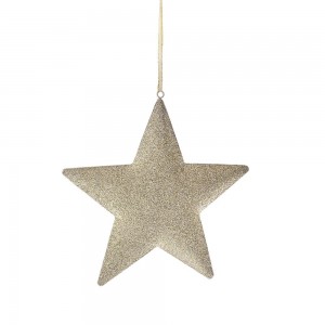 Χριστουγεννιάτικο κρεμαστό αστέρι σε σαμπανί χρώμα σετ τεσσάρων τεμαχίων 15x15 εκ