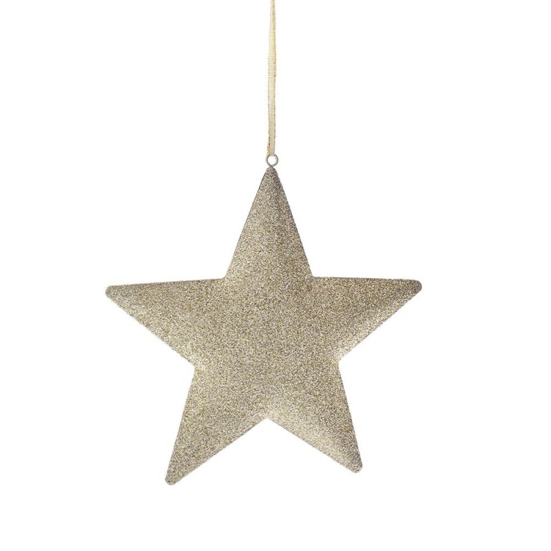 Χριστουγεννιάτικο κρεμαστό αστέρι σε σαμπανί χρώμα σετ τεσσάρων τεμαχίων 15x15 εκ