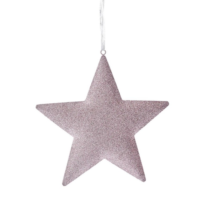 Χριστουγεννιάτικο κρεμαστό αστέρι σε ροζ χρώμα σετ τεσσάρων τεμαχίων 15x15 εκ