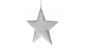 Χριστουγεννιάτικο κρεμαστό αστέρι σε ασημί χρώμα σετ τεσσάρων τεμαχίων 15x15 εκ