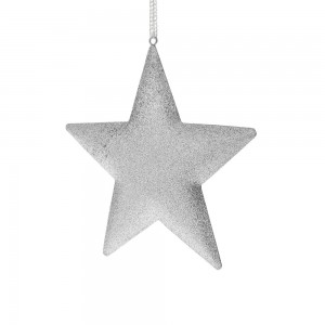 Χριστουγεννιάτικο κρεμαστό αστέρι σε ασημί χρώμα σετ τεσσάρων τεμαχίων 15x15 εκ