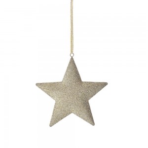 Χριστουγεννιάτικο κρεμαστό αστέρι σε σαμπανί χρώμα σετ τεσσάρων τεμαχίων 11x12 εκ