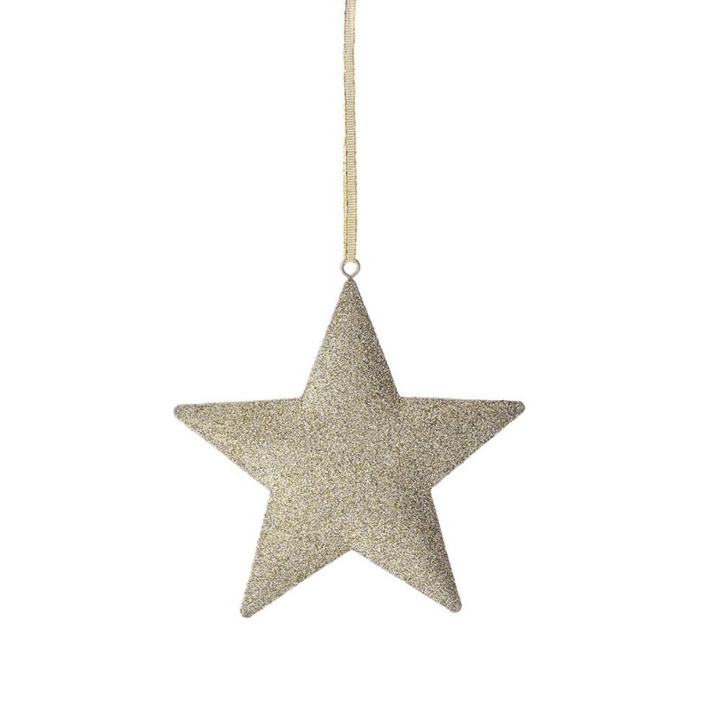 Χριστουγεννιάτικο κρεμαστό αστέρι σε σαμπανί χρώμα σετ τεσσάρων τεμαχίων 11x12 εκ