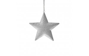 Χριστουγεννιάτικο κρεμαστό αστέρι σε ασημί χρώμα σετ τεσσάρων τεμαχίων 11x12 εκ