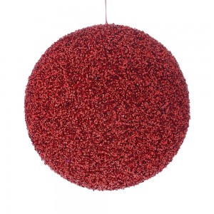 Κόκκινη άθραυστη μπάλα με στρας σετ έξι τεμαχίων 10 εκ