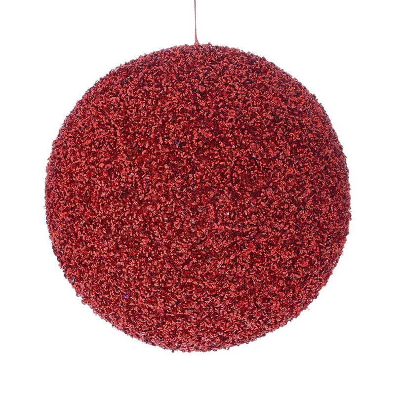 Κόκκινη άθραυστη μπάλα με στρας σετ έξι τεμαχίων 10 εκ