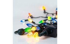 100 LED λαμπάκια με πρόγραμμα πράσινο καλώδιο και λαμπάκι κουκουνάρι σε πολύχρωμο φωτισμό 10 μέτρα
