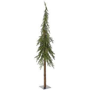 Πράσινο χριστουγεννιάτικο δέντρο με φύλλωμα full pe και ξύλινο κορμό 180 εκ