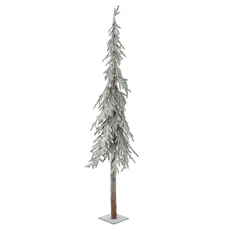 Χιονισμένο πράσινο χριστουγεννιάτικο δέντρο με ξύλινο κορμό και full pe φύλλωμα 210 εκ