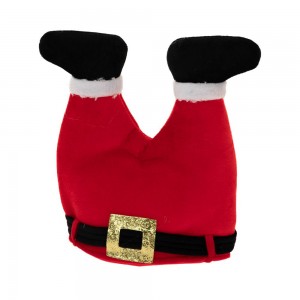 Χριστουγεννιάτικο διακοσμητικό καπέλο σε σχήμα ποδιών Άγιου Βασίλη 30x35 εκ