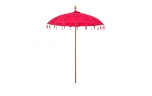 Bali στρογγυλή ομπρέλα μακραμέ σε ροζ απόχρωση με ξύλινο ιστό 185x260 εκ
