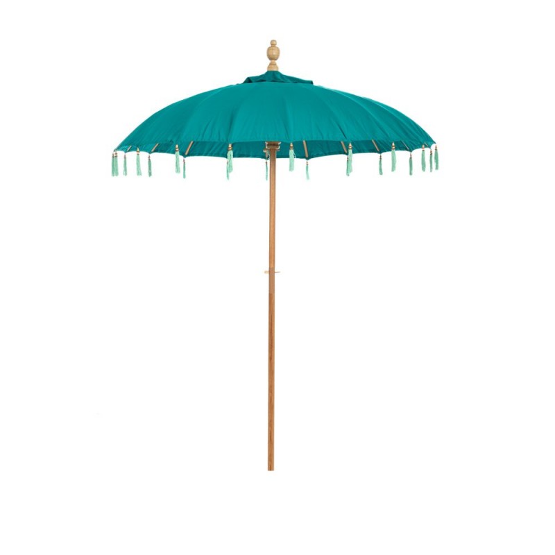 Bali στρογγυλή ομπρέλα μακραμέ σε βεραμάν απόχρωση με ξύλινο ιστό 185x260 εκ