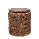 Ψάθινο στρογγυλό σκαμπό από abaca με ξύλινο κάθισμα σε φυσικό χρώμα 42x49 εκ