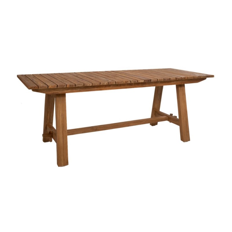 Ξύλινο ορθογώνιο τραπέζι με επιφάνεια από ξύλο teak 220x75x78 εκ