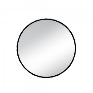 Μεταλλικός στρογγυλός επιτοίχιος καθρέπτης με πλαίσιο σε μαύρο χρώμα 70 εκ