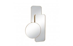 Μεταλλικός τριπλός επιτοίχιος καθρέπτης με πλαίσιο σε χρυσό χρώμα 67x9x115 εκ