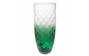 Γυάλινο στρογγυλό διακοσμητικό βάζο σε διάφανη πράσινη απόχρωση 26x60 εκ